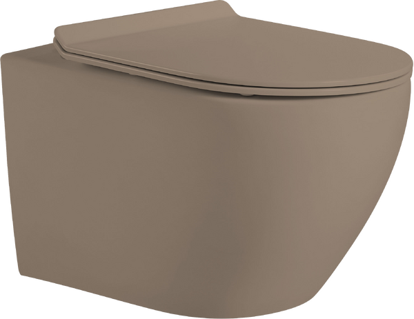 Унитаз подвесной безободковый HOLLER WALL MC (530*360*350мм, сиденье дюропласт, микролифт) БЕЖЕВЫЙ матовый