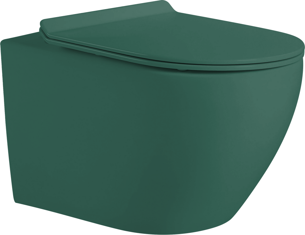 Унитаз подвесной безободковый HOLLER WALL MJ (530*360*350мм, сиденье дюропласт, микролифт) ТЕМНО-ЗЕЛЕНЫЙ матовый