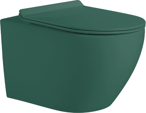 Унитаз подвесной безободковый HOLLER WALL MJ (530*360*350мм, сиденье дюропласт, микролифт) ТЕМНО-ЗЕЛЕНЫЙ матовый
