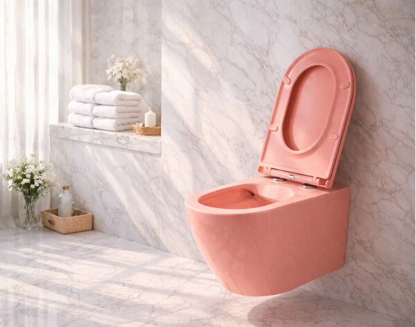 Унитаз подвесной безободковый HOLLER WALL MP (530*360*350мм, сиденье дюропласт, микролифт) РОЗОВЫЙ матовый