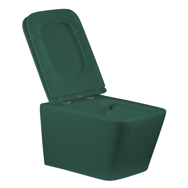 Унитаз подвесной безободковый HOLLER BLOCK MJ (520*340*355мм, сиденье дюропласт, микролифт) ТЕМНО-ЗЕЛЕНЫЙ матовый