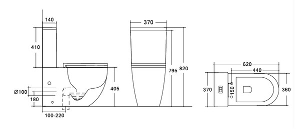 Унитаз-компакт безободковый HOLLER WEST MJ (620*360*820мм, сиденье дюропласт с микролифтом, арматура 2-х режимная)  (2 места) ТЕМНО-ЗЕЛЕНЫЙ матовый