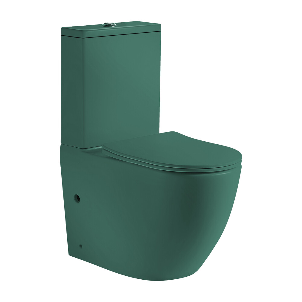 Унитаз-компакт безободковый HOLLER WEST MJ (620*360*820мм, сиденье дюропласт с микролифтом, арматура 2-х режимная)  (2 места) ТЕМНО-ЗЕЛЕНЫЙ матовый