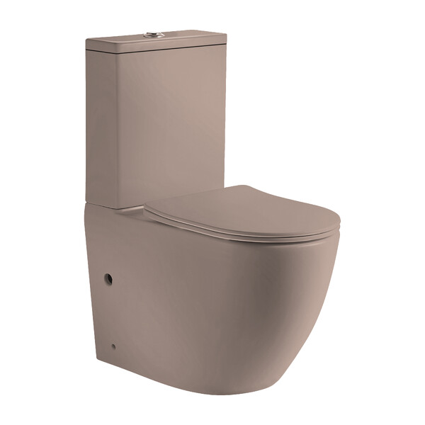 Унитаз-компакт безободковый HOLLER WEST MС (620*360*820мм, сиденье дюропласт с микролифтом, арматура 2-х режимная)  (2 места) БЕЖЕВЫЙ матовый