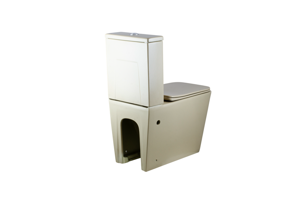 Унитаз-компакт безободковый HOLLER BOX MC (640*340*830мм, сиденье дюропласт с микролифтом, арматура 2-х режимная)  (2 места) БЕЖЕВЫЙ матовый