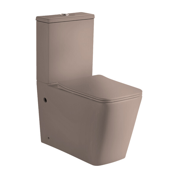 Унитаз-компакт безободковый HOLLER BOX MC (640*340*830мм, сиденье дюропласт с микролифтом, арматура 2-х режимная)  (2 места) БЕЖЕВЫЙ матовый