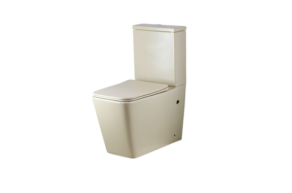 Унитаз-компакт безободковый HOLLER BOX MC (640*340*830мм, сиденье дюропласт с микролифтом, арматура 2-х режимная)  (2 места) БЕЖЕВЫЙ матовый