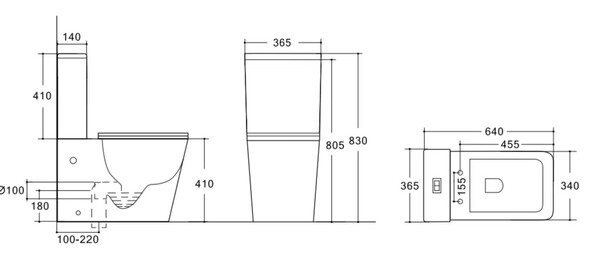 Унитаз-компакт безободковый HOLLER BOX MBR (640*340*830мм, сиденье дюропласт с микролифтом, арматура 2-х режимная)  (2 места) КОРИЧНЕВЫЙ матовый