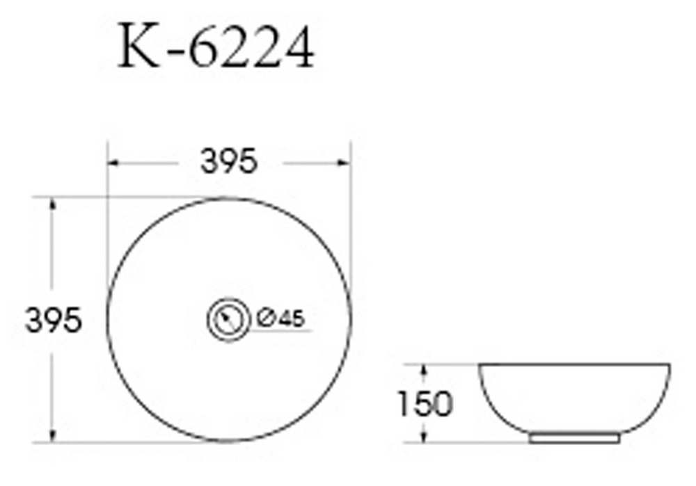Раковина накладная HOLLER K-M6224LGA (395*395*150мм), светло-серый матовый