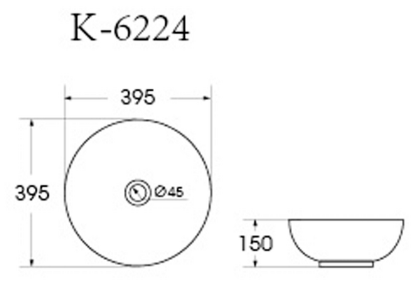 Раковина накладная HOLLER K-M6224LGA (395*395*150мм), светло-серый матовый