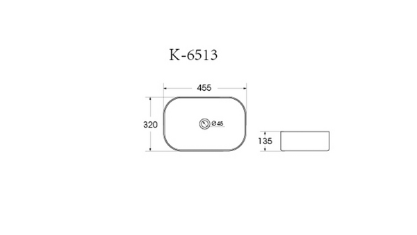 Раковина накладная HOLLER K-M6513LGA (455*320*135мм), светло-серый матовый