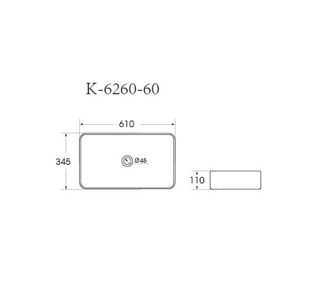 Раковина накладная HOLLER K-M6260-60BRN (610*345*110мм), коричневый матовый