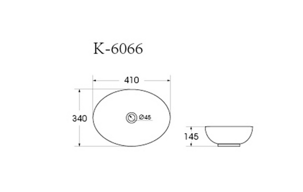 Раковина накладная HOLLER K-M6066LGA (410*340*145мм), светло-серый матовый