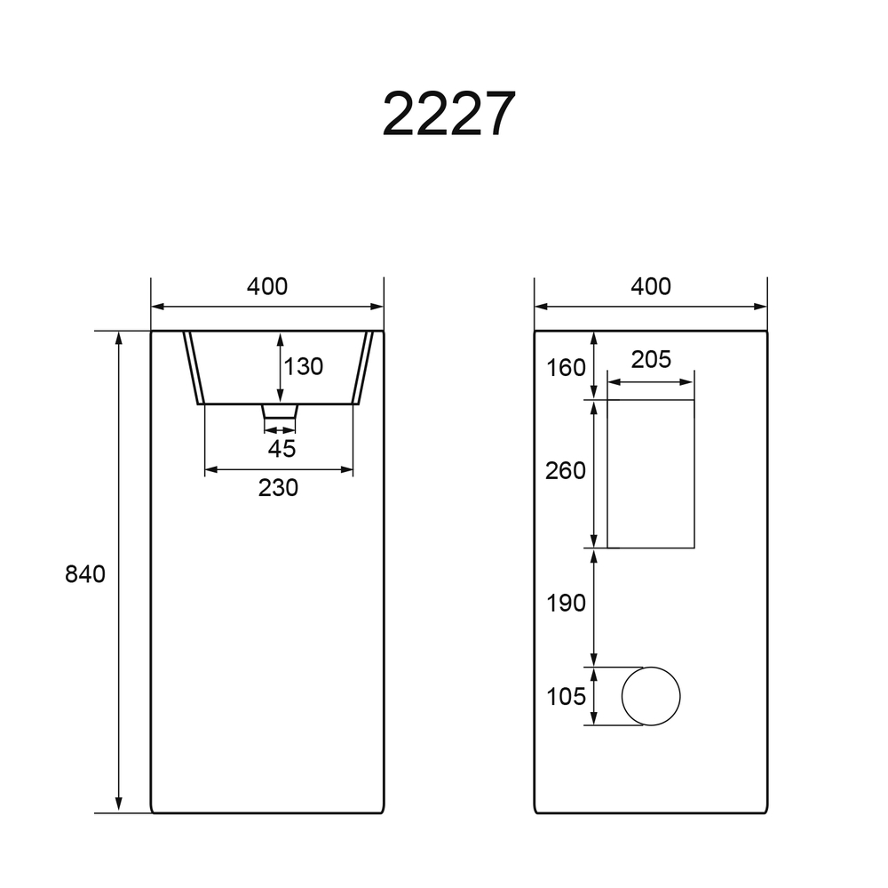Напольная раковина HOLLER F-2227 (400*400*820мм), белый