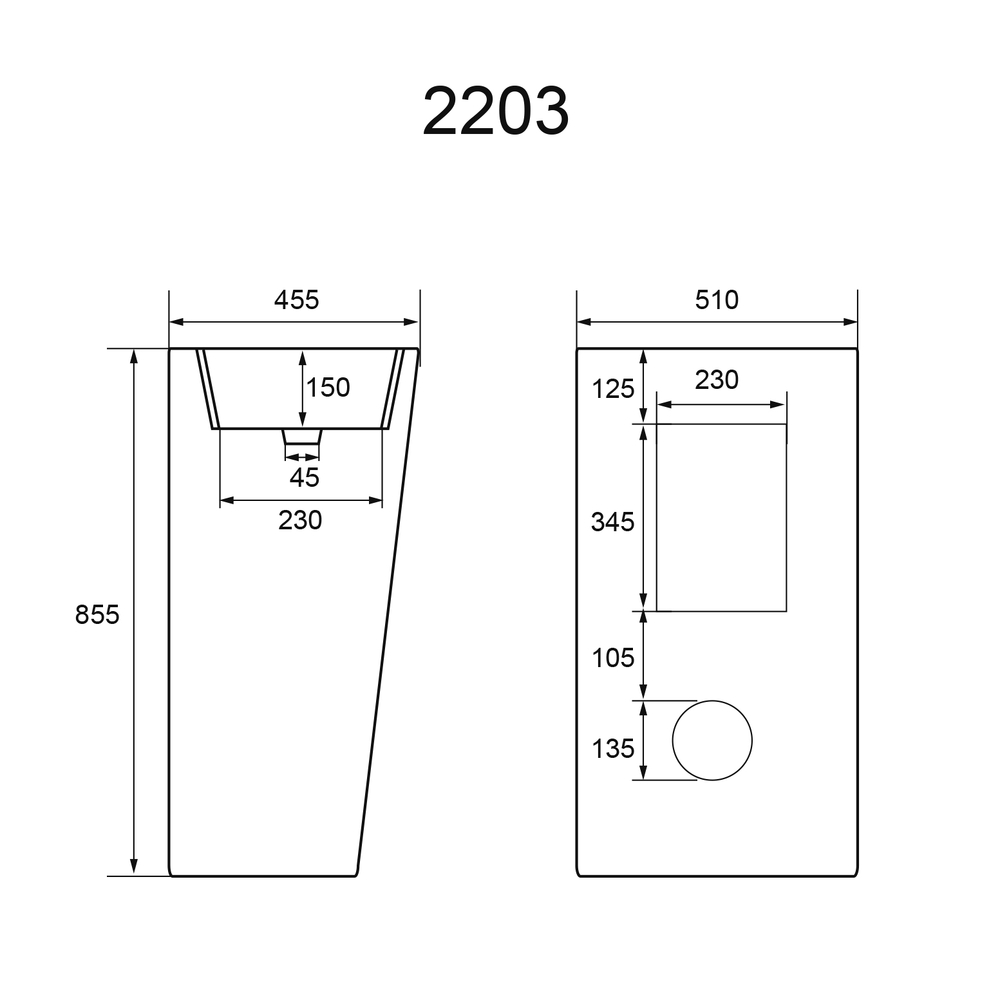 Напольная раковина HOLLER F-2203 (510*460*850мм), белый