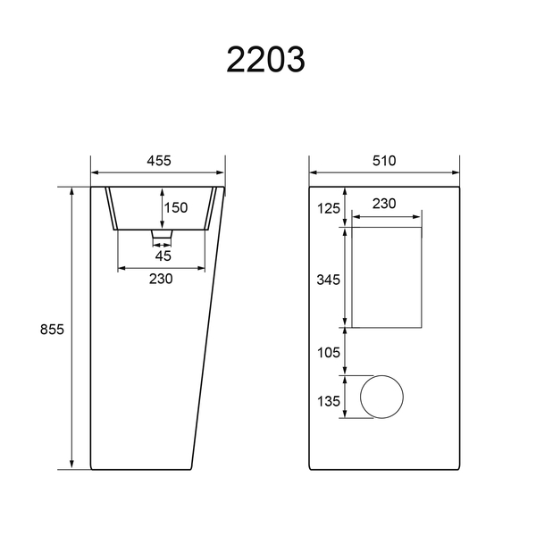 Напольная раковина HOLLER F-2203 (510*460*850мм), белый