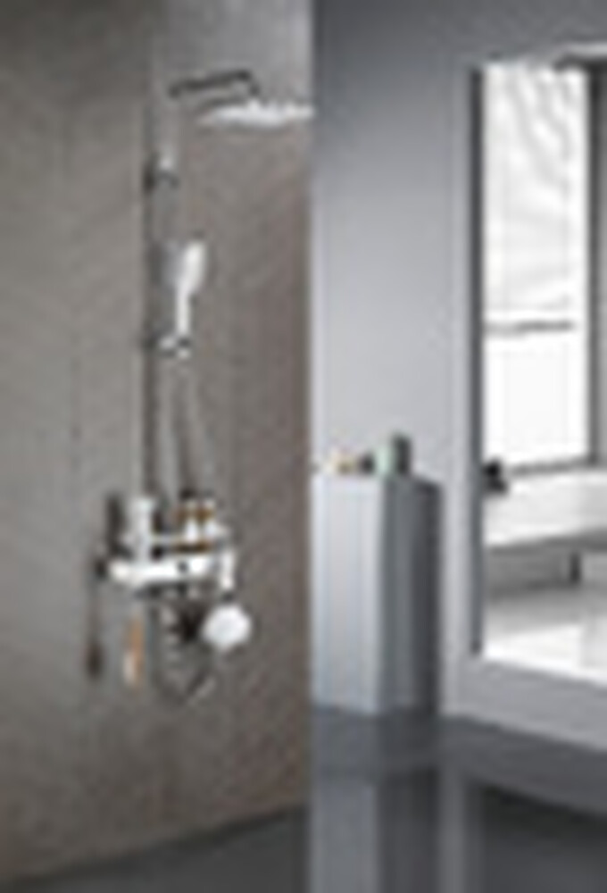 LM7013C Tropic Смеситель для ванны с верхней душевой лейкой "Тропический дождь", с поворотным изливом, белый/хром LEMARK	