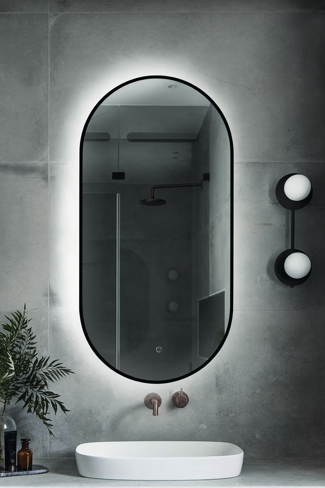 Зеркало SANTREK HOME с LED подсветкой "AERO LUSTRO" (с УФ-печатью) 450*900мм