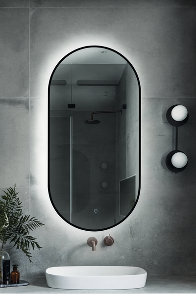 Зеркало SANTREK HOME с LED подсветкой "AERO LUSTRO" (с УФ-печатью) 450*900мм