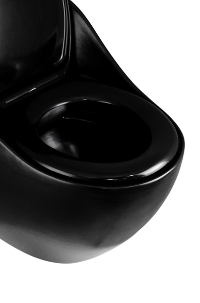 Унитаз-моноблок безободковый HOLLER FUTURE_ MB (690*460*660мм, сиденье дюропласт с микролифтом, арматура 2-х режимная)  (1 место) черный матовый