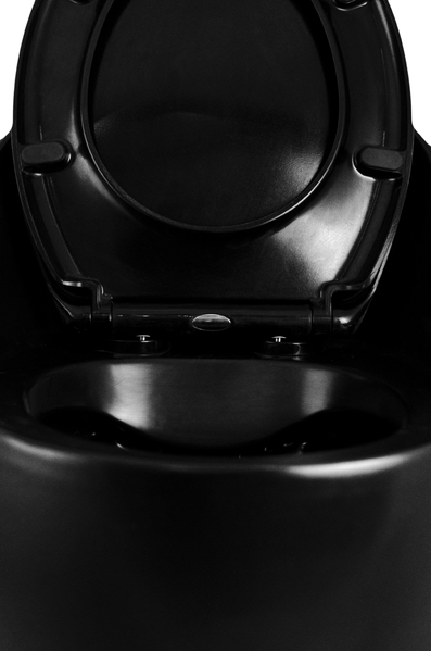 Унитаз-моноблок безободковый HOLLER FUTURE_ MB (690*460*660мм, сиденье дюропласт с микролифтом, арматура 2-х режимная)  (1 место) черный матовый