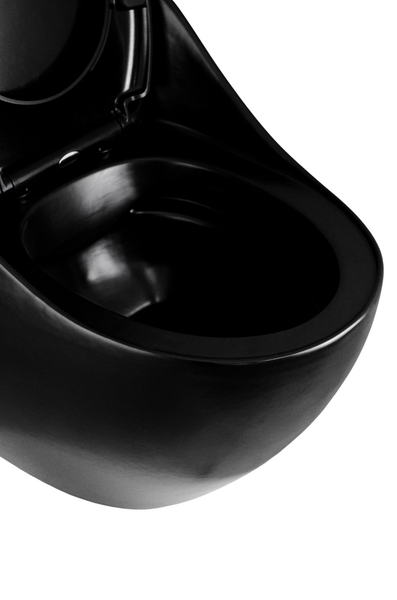 Унитаз-моноблок безободковый HOLLER FUTURE_ MB (690*460*660мм, сиденье дюропласт с микролифтом, арматура 2-х режимная)  (1 место) черный матовый