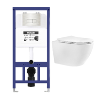 Инсталляция HOLLER MQ102 (комплект 3 в 1) + Унитаз подвесной безободковый (Торнадо) HOLLER NEXT T, белый + Клавиша смыва HOLLER BMSV, матовый сатин