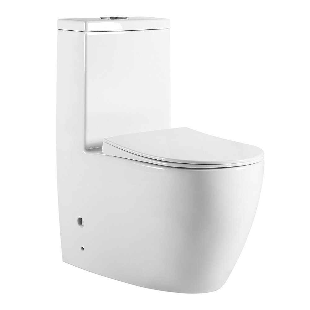 Унитаз-моноблок безободковый (Торнадо) HOLLER МОНО ТОРНАДО (685*370*825мм, сиденье дюропласт с микролифтом, арматура 2-х режимная)  (1 место) белый