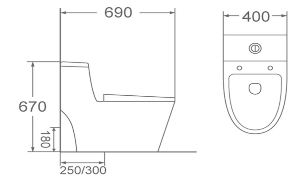 Унитаз-моноблок безободковый HOLLER ДОРФ (690*400*670мм, сиденье дюропласт с микролифтом, арматура 2-х режимная)  (1 место) белый