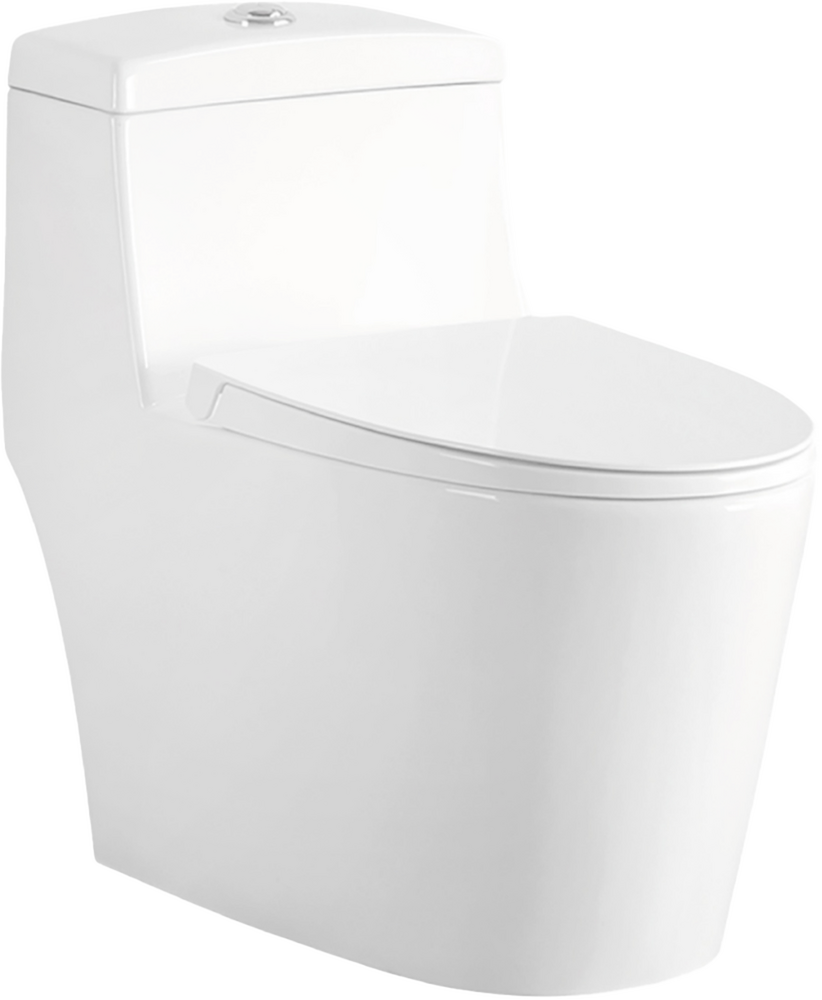 Унитаз-моноблок безободковый HOLLER ДОРФ (690*400*670мм, сиденье дюропласт с микролифтом, арматура 2-х режимная)  (1 место) белый