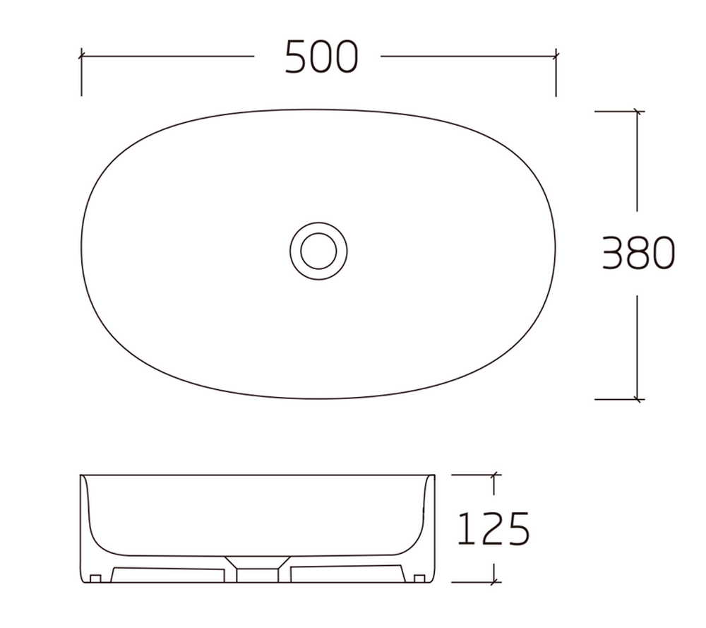 Раковина накладная HOLLER K-6443-50 (500*380*125мм), белая