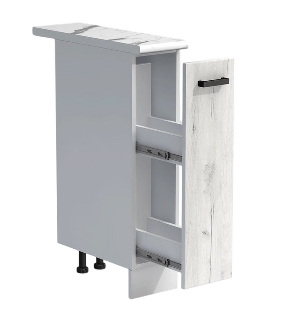 Бутылочница выдвижная 20 цвет Дуб крафт белый/Белый столешница Гранит белый SANTREK HOME (ЛДСП)