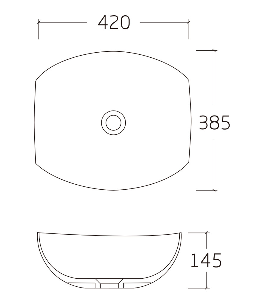 Раковина накладная HOLLER K-6305 (420*385*145мм), белая