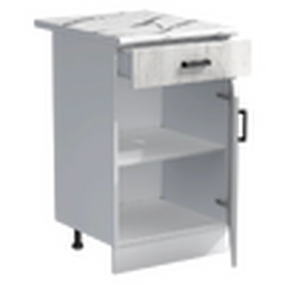 Рабочий стол 40 цвет Дуб крафт белый/Белый (1 ящик) столешница Гранит белый SANTREK HOME (ЛДСП)