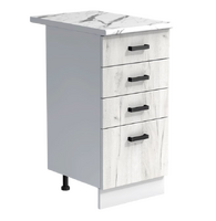 Рабочий стол 40 цвет Дуб крафт белый/Белый (3+1 ящик) столешница Гранит белый SANTREK HOME (ЛДСП)