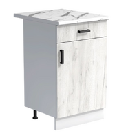 Рабочий стол 50 цвет Дуб крафт белый/Белый (1 ящик) столешница Гранит белый SANTREK HOME (ЛДСП)