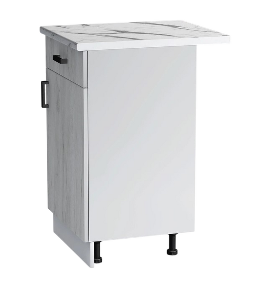 Рабочий стол 50 цвет Дуб крафт белый/Белый (1 ящик) столешница Гранит белый SANTREK HOME (ЛДСП)