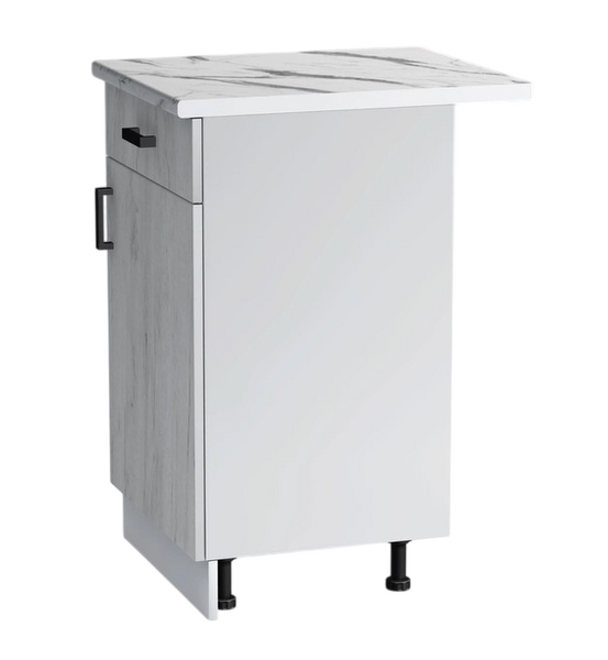 Рабочий стол 50 цвет Дуб крафт белый/Белый (1 ящик) столешница Гранит белый SANTREK HOME (ЛДСП)