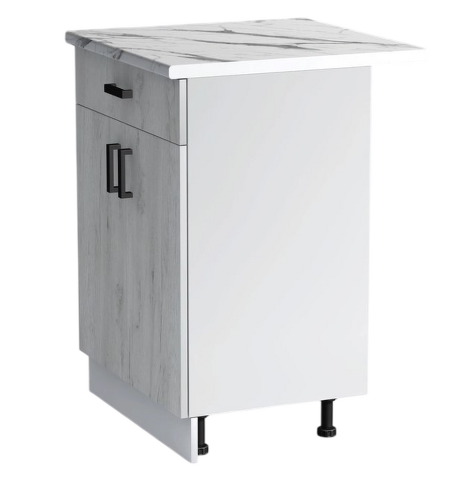 Рабочий стол 60 цвет Дуб крафт белый/Белый (1 ящик) столешница Гранит белый SANTREK HOME (ЛДСП)