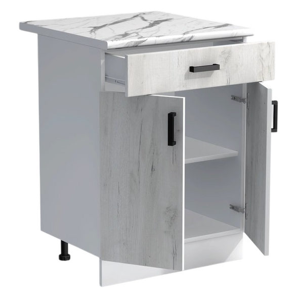 Рабочий стол 60 цвет Дуб крафт белый/Белый (1 ящик) столешница Гранит белый SANTREK HOME (ЛДСП)