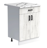 Рабочий стол 60 цвет Дуб крафт белый/Белый (1 ящик) столешница Гранит белый SANTREK HOME (ЛДСП)