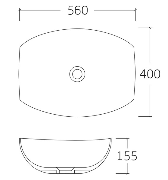Раковина накладная HOLLER K-6306 (560*400*155мм), белая
