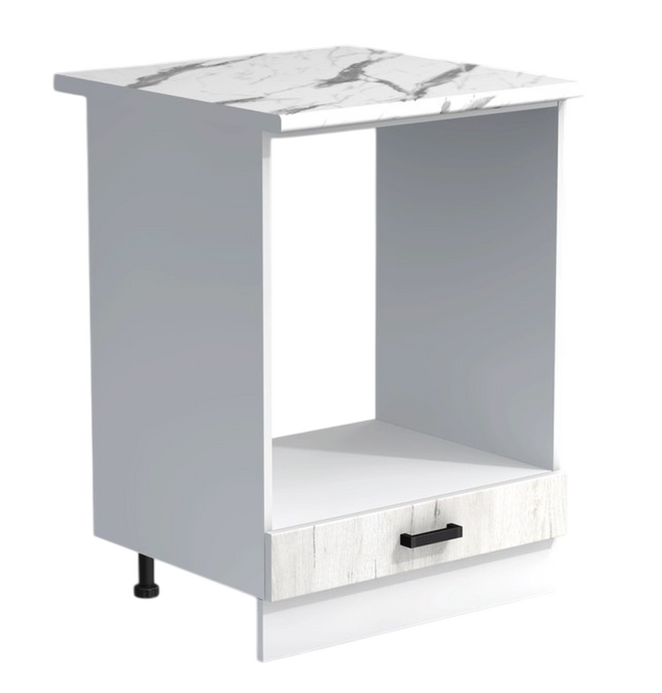 Рабочий стол под духовой шкаф 60 цвет Дуб крафт белый/Белый столешница Гранит белый SANTREK HOME (ЛДСП)