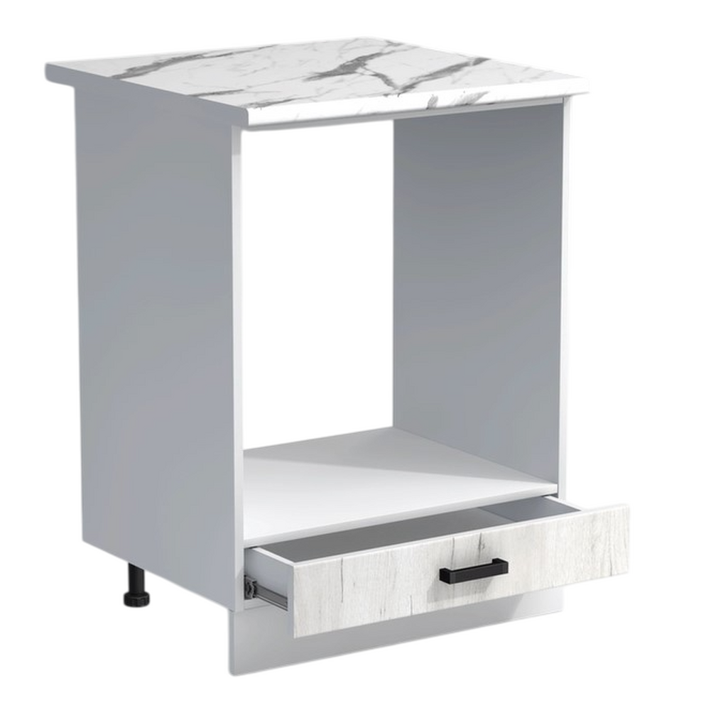 Рабочий стол под духовой шкаф 60 цвет Дуб крафт белый/Белый столешница Гранит белый SANTREK HOME (ЛДСП)