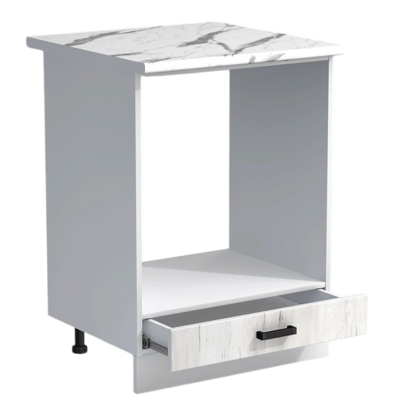 Рабочий стол под духовой шкаф 60 цвет Дуб крафт белый/Белый столешница Гранит белый SANTREK HOME (ЛДСП)