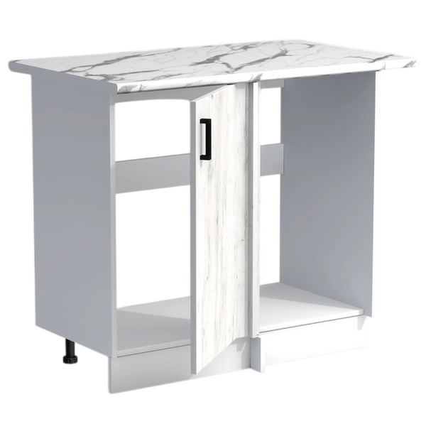 Рабочий стол угловой универсальный 100 цвет Дуб крафт белый/Белый столешница Гранит белый SANTREK HOME (ЛДСП)