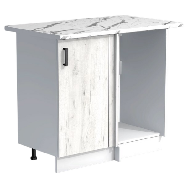 Рабочий стол угловой универсальный 100 цвет Дуб крафт белый/Белый столешница Гранит белый SANTREK HOME (ЛДСП)