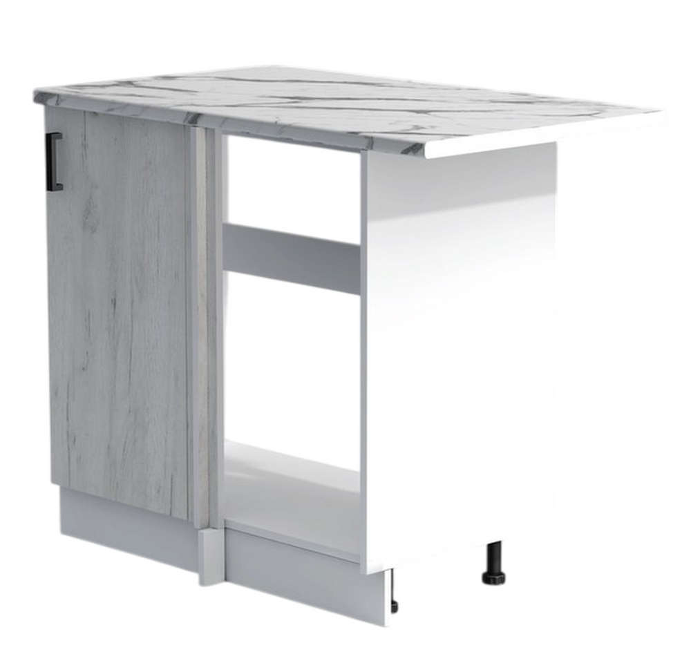 Рабочий стол угловой универсальный 100 цвет Дуб крафт белый/Белый столешница Гранит белый SANTREK HOME (ЛДСП)