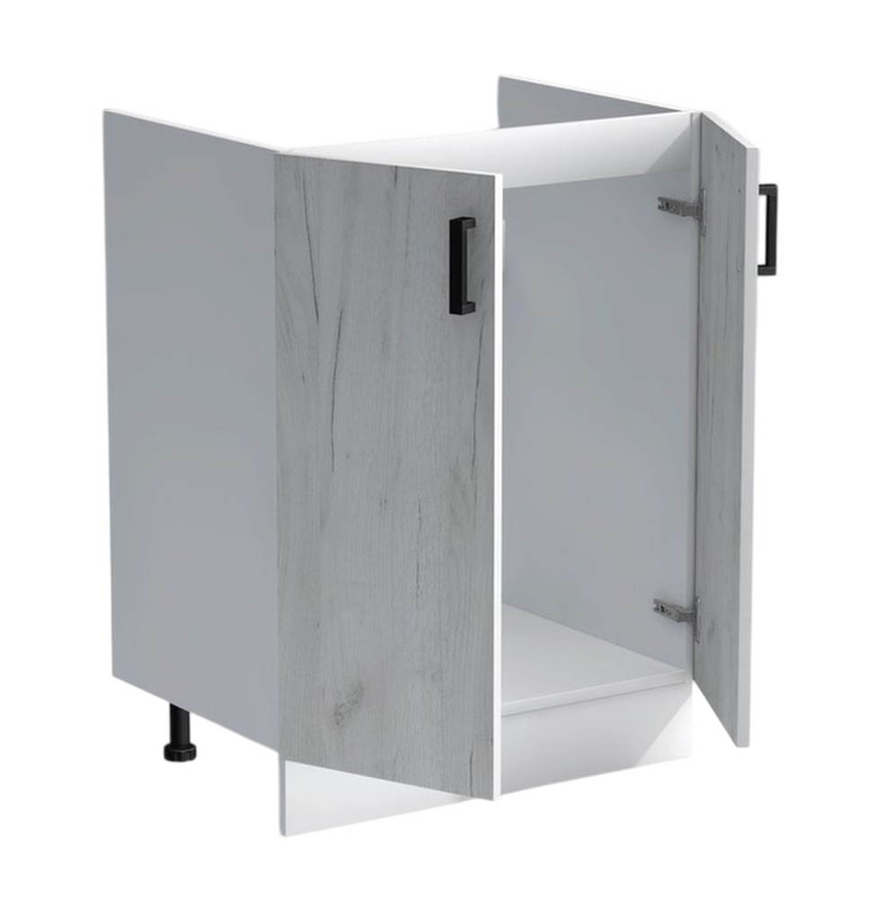 Тумба 80*60 цвет Дуб крафт белый/Белый (2 дверцы) SANTREK HOME (ЛДСП)