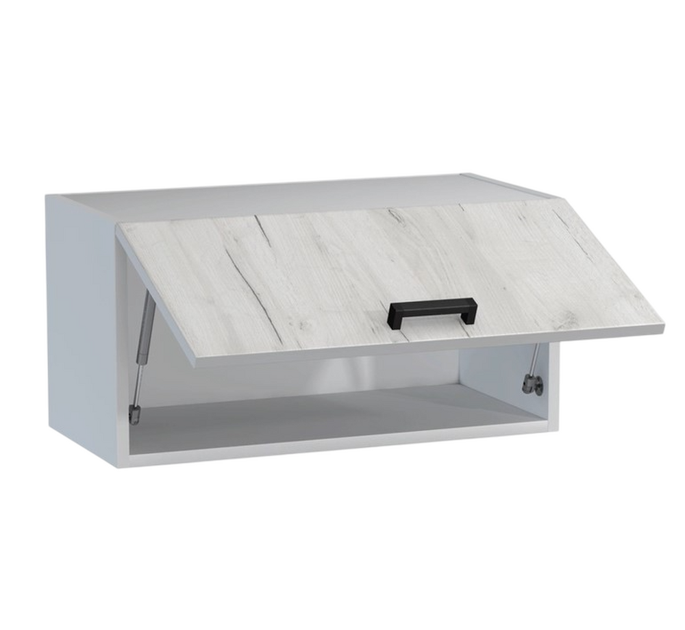 Шкаф горизонтальный над вытяжкой 60 цвет Дуб крафт белый/Белый SANTREK HOME (ЛДСП)